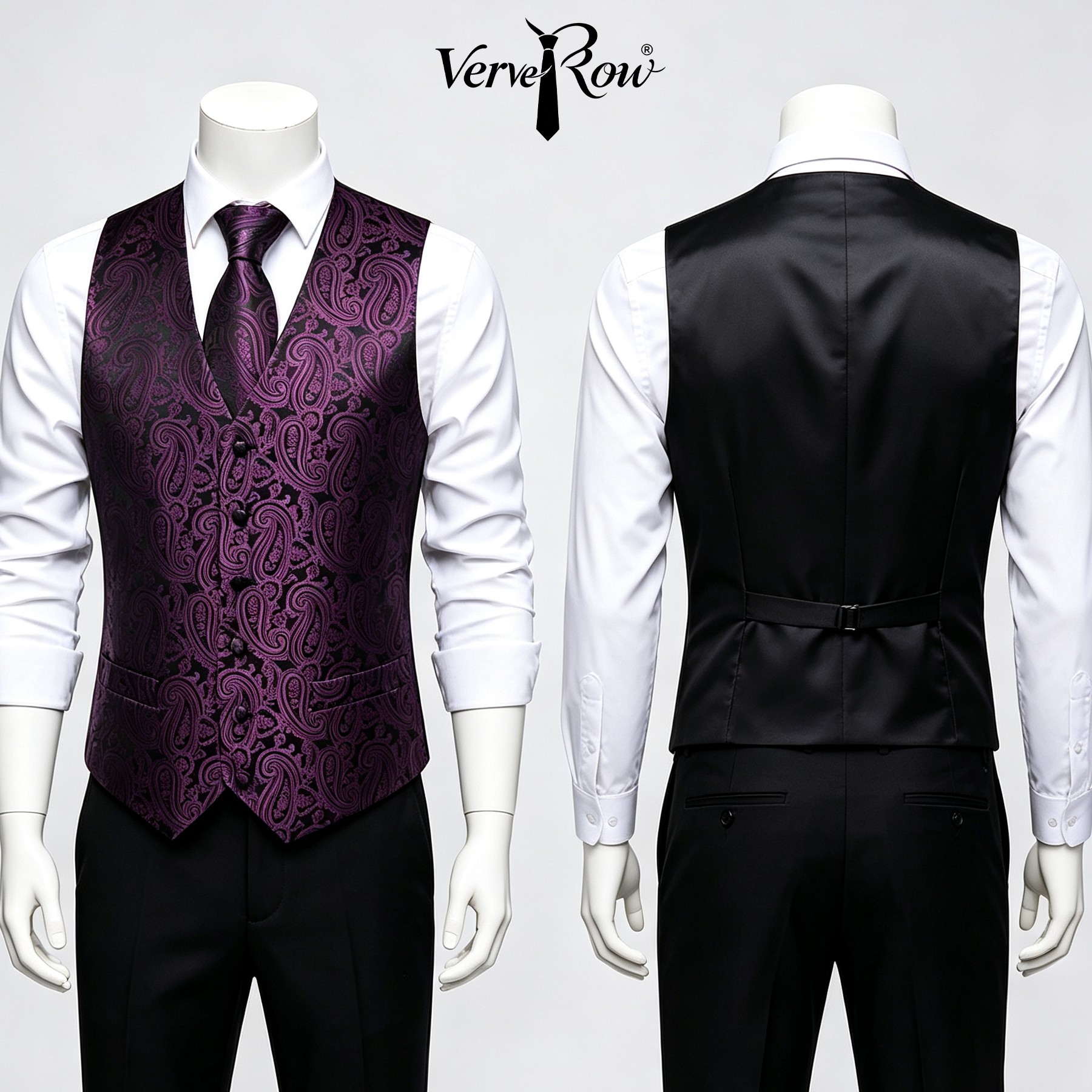 Men Formal Wear Purple - Corbata morada para hombre, pañuelo de