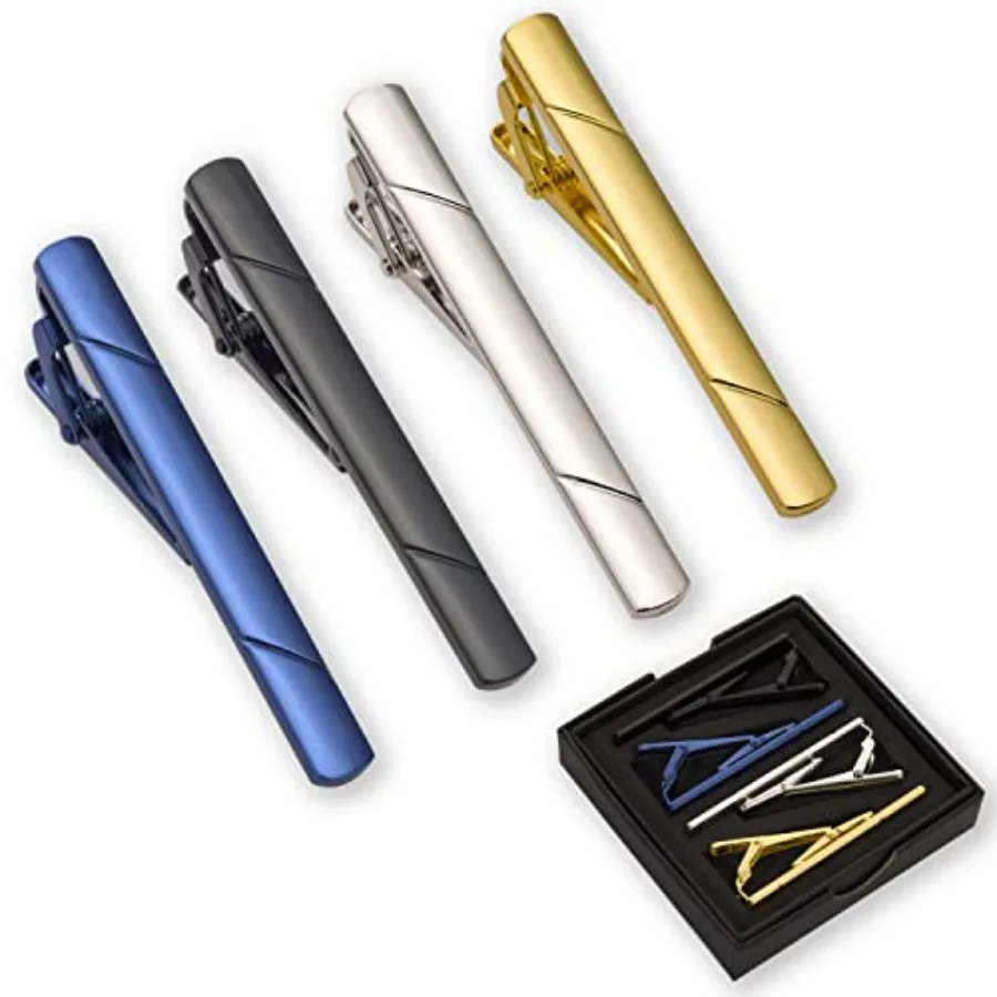 Tie Bar Clip - 4 pinzas para corbata para hombre,