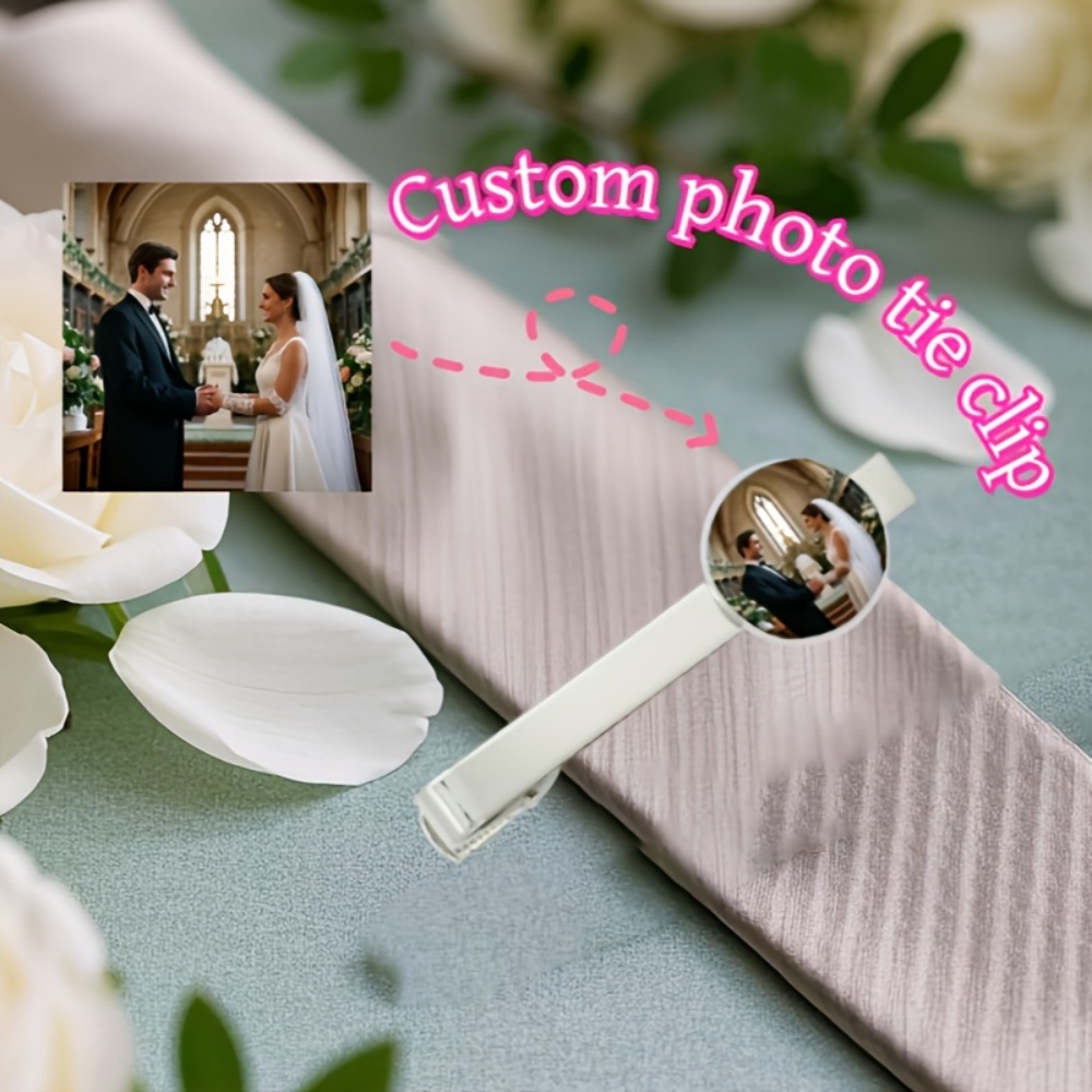 Tie Bar Clip - Pisacorbatas con Foto y Texto Grabado